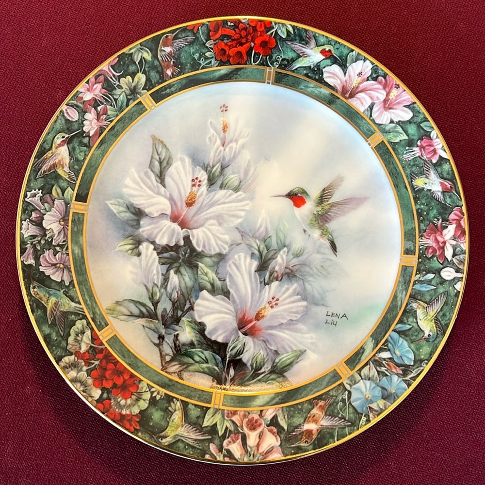 W.L. George Fine China The Ruby Throated Hummingbird by Lena Liu